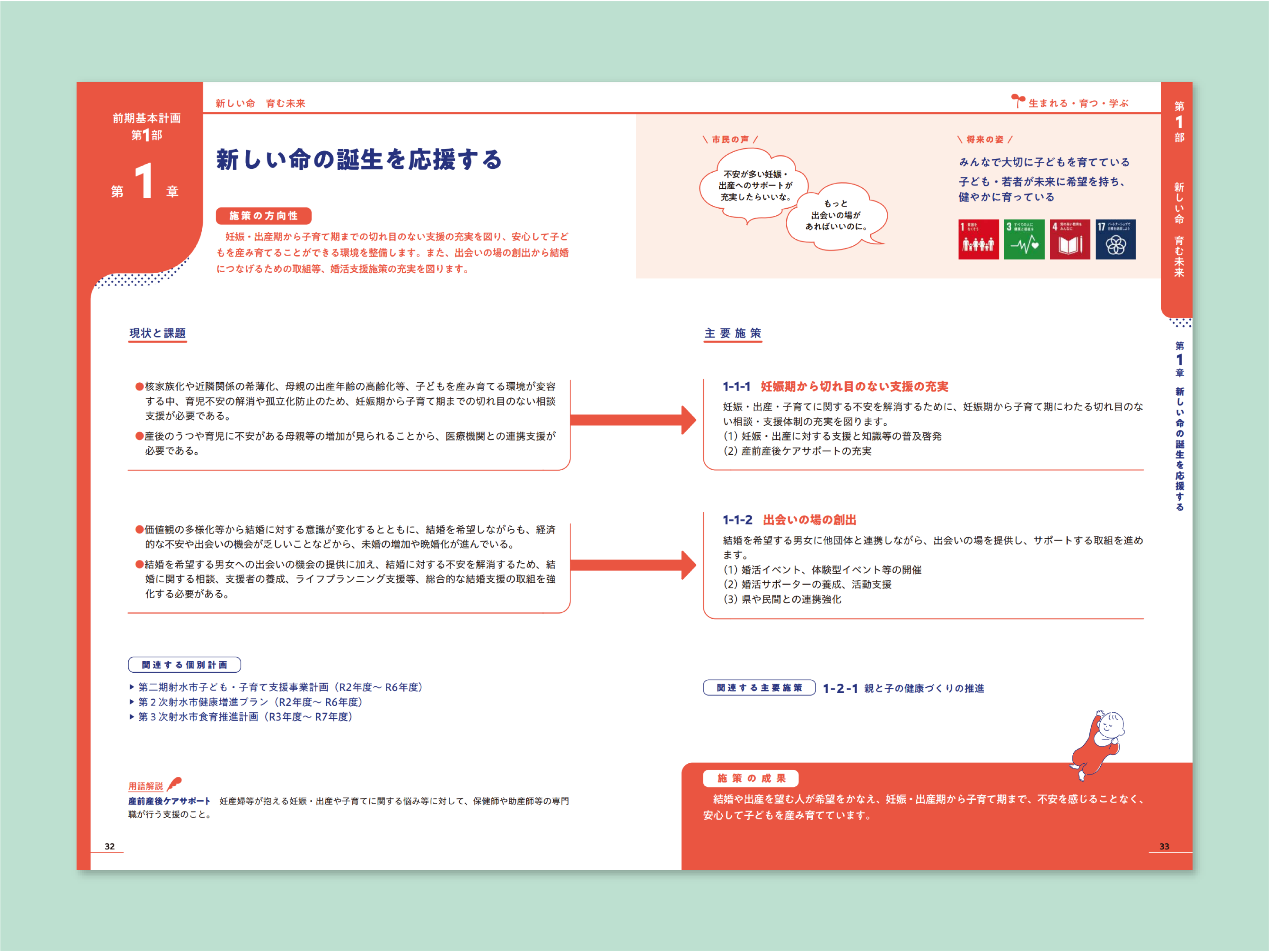 『射水市第３次総合計画 冊子』新しい命の誕生を応援するページの画像